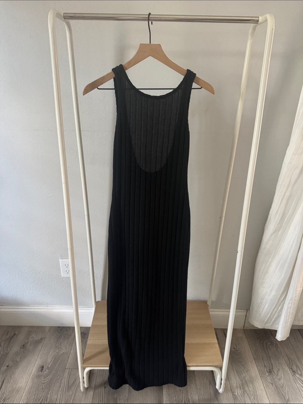 SHEIN Black Ribbed Sleeveless Maxi Dress